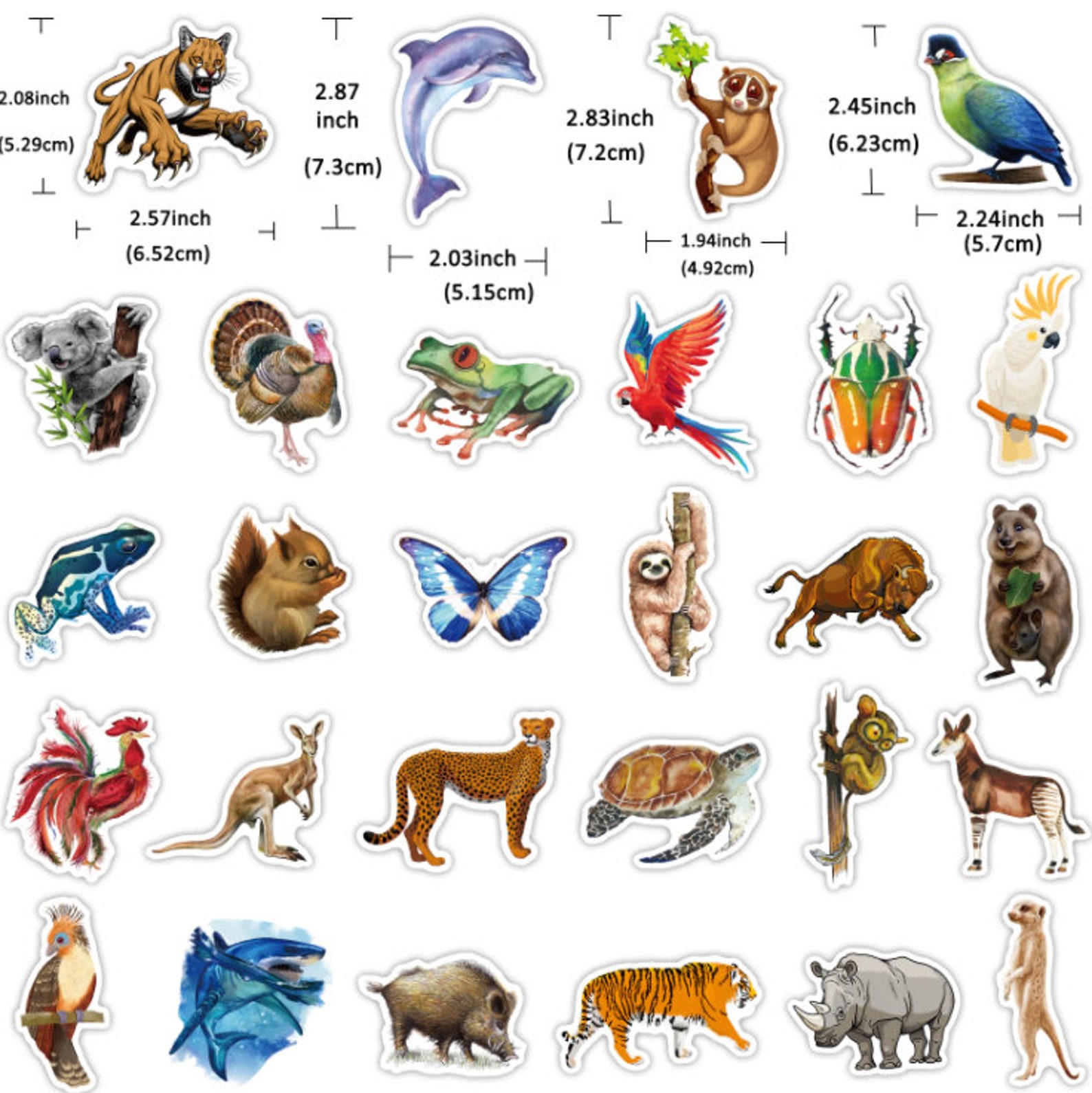 Cute Animal Stickers Zoo Animal Tree Jungle Animal Wild Etsy