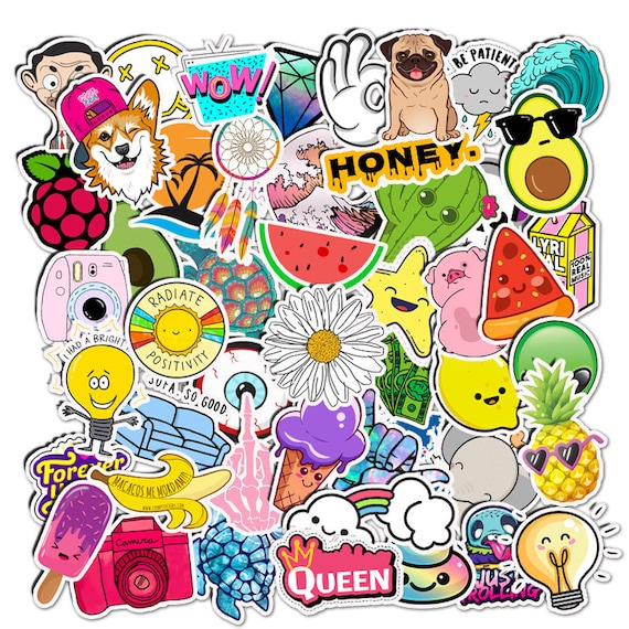 50 pcs pack mixed cute stickers waterproof set for bumper etsy
