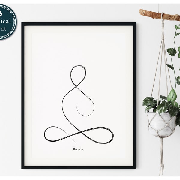 Yoga Breathe Print, Yoga Pose Poster, Yoga Wall Art, Yoga Print, Yoga Room Decor, Yoga Line Art Print,Yoga Instructor Gift,Simple Yoga Print