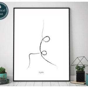 Yoga Pose Poster, Yoga Line Art Print, Yoga Illustration, Yoga Wall Art, Yoga Lover Gift, Boho Yoga Art, Yoga Studio Decor, Warrior Pose