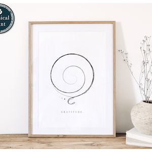 Simbolo di gratitudine, stampa artistica consapevole, poster di guarigione, stampa di gratitudine, simbolo di gratitudine, arte murale angelica, poster minimalista riciclato