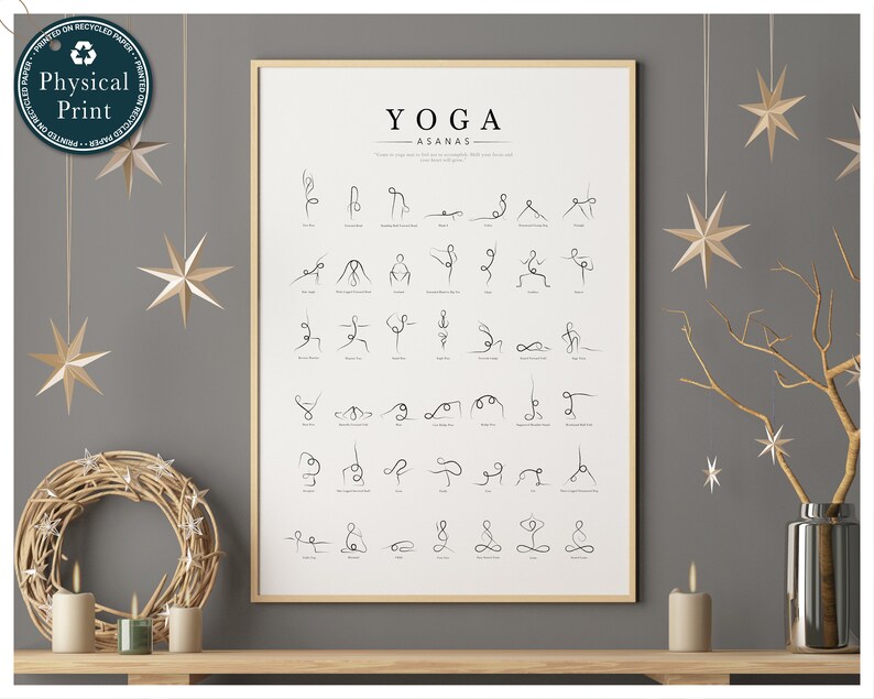 Yoga Poses Poster Yoga Wall Art Asanas Poster Yoga Print Etsy