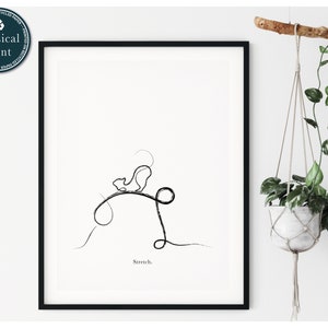Gato de yoga, Impresión de pose de yoga, Estudio de yoga, Regalo amante del yoga, Ilustración de yoga, Profesor de yoga, Arte de yoga boho, Impresión de arte de gato de yoga, Arte de pared calmante