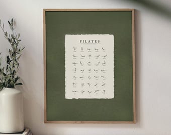 Framed Classical Pilates Exercises Poster, Bespoke Wall Art, Pilates Studio Decor, Pilates Gift