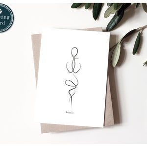 Wenskaart Yoga, Yoga Pose Print, Single Line Art, Mindfulnesskaarten, Yogaleraar, Yoga Illustratie, Yoga Lover Gift, Boho Yoga Art