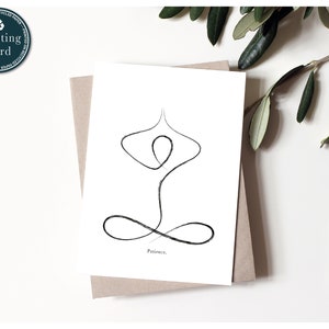 Cartão de felicitações de ioga, arte de linha única, cartão de ioga, cartão de atenção plena, professor de ioga, ilustração de ioga, presente para amantes de ioga, arte Boho Yoga, pose de ioga
