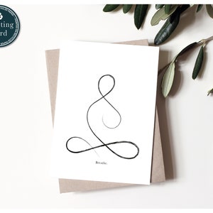 Wenskaart Yoga, Single Line Art, Yoga Card, Mindfulness Card, Yoga Leraar, Yoga Illustratie, Yoga Lover Gift, Boho Yoga Art, Yoga Pose