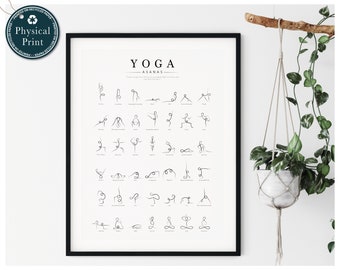 Yoga Poses Poster, Gift for Yoga Teachers, 42 Classic Yoga Poses Wall Art