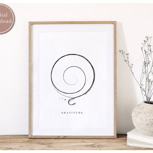 Gratitude Symbol Line Art Print: Minimalist Healing Poster (Digital Download)