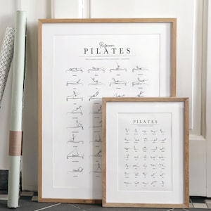 Pilates Studio muurkunst set van 2 | Klassieke en hervormde pilatesafdrukken | Inrichting wellnessstudio | Cadeau pilates-instructeur | Neutrale muurkunst