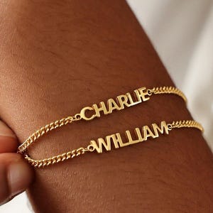 Custom Name Curb Chain Bracelet TSK Silver | Children Names Jewelry | Mother's Day Gifts