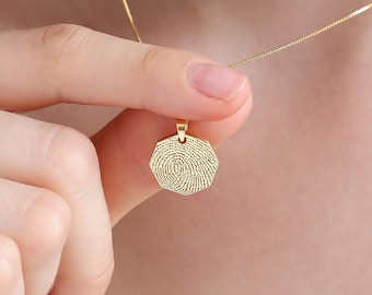 Octagon Fingerprint Necklace | Signature necklace | Remembrance necklace | Handwriting Necklace | Memorial Necklace| Mother's Day Gift