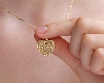 Fingerprint Heart Necklace | Signature necklace | Remembrance necklace | Handwriting Necklace | Memorial Necklace| Mother's Day Gift