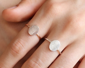 Memorial Thumbprint Ring | Personalized Fingerprint Jewelry | Custom Engraved Ring | Dainty Ring |Remembrance Ring| Valentine Gifts