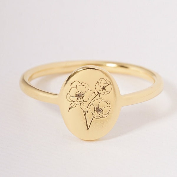 Personalized Birth Flower Ring | Multiple Floral - Bouquet Jewelry| Gift For The Bride | Christmas Gifts