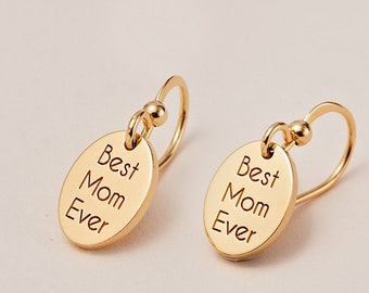 Ready To Ship | Best Mom Ever Earrings | Mother's Day Gift | Mom Earrings | New Mom Gift | Oval earrings | Gift For Mom | Mother's Day Gift