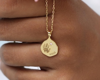 Custom Baby Handprint/Footprint Necklace By TSK Silver | Memorial Gift | Mother's - Christmas Gifts