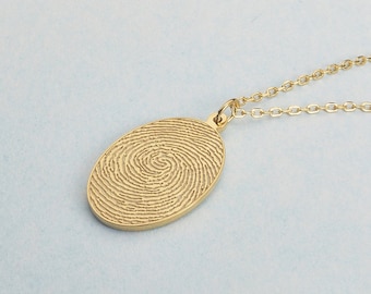 Fingerprint Oval Necklace |  Signature necklace | Thumbprint necklace | Handwriting Necklace | Memorial Necklace | Mother's Day Gift