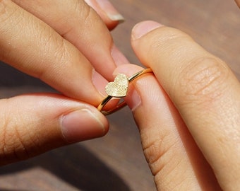 Personalized Fingerprint Jewelry | Memorial Thumbprint Ring | Custom Engraved Dainty Jewelry |Remembrance Ring | Mother&#39;s Day Gifts