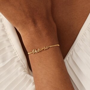 Script Name Curb Chain Bracelet TSK Silver | Children Names Jewelry | Mother - Christmas Gifts