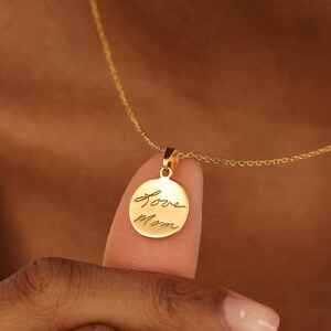 Actual Handwriting Circle Charm Necklace by TSK Silver | Signature Necklaces - Memorial Gift | Valentine Gifts