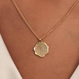 Petite Charm Fingerprint  Necklace TSK Silver | Octagon Necklaces | Fingerprints Jewelry | Mother's Day Gifts