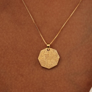 Octagon Fingerprint Necklace | Signature Remembrance necklaces | Handwriting Memorial Jewelry | Mother's Day - Christmas Gifts