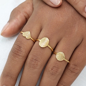 Personalized Fingerprint Jewelry | Memorial Thumbprint Ring | Engraved Dainty Jewelries | Mother's Day - Christmas Gifts