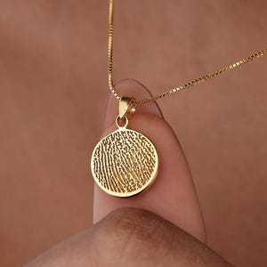 Circle Charm Fingerprint Necklace | Actual Fingerprints Necklaces | Mother's Day - Christmas Gifts