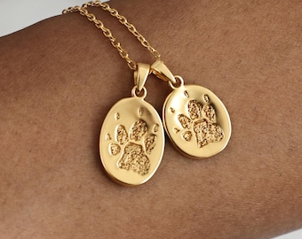 Custom Pet Paw Oval Necklace | Paw Print Jewelry | Cat Print Necklace | Memorial Gift | Gift For Pet Lovers | Christmas Gifts