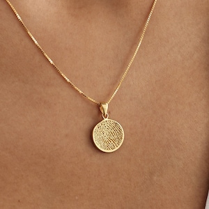 Fingerprint Circle Charm Necklace by TSK Silver | Thumbprint Jewelry | Mother's Day - Christmas Gifts