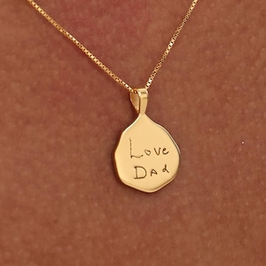Custom Organic Handwriting Jewelry by TSK Silver | Oval Charm Handwritten Necklace | Christmas Gifts