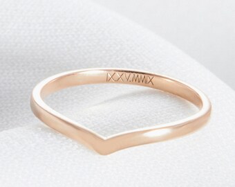 Custom Engraved Dainty Name/ Promise/ Family Ring | Wishbone Rings | Mother's Day - Christmas Gifts