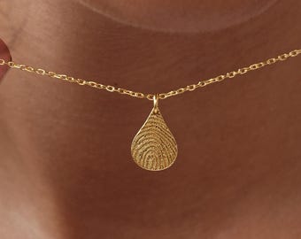 Tear Drop Fingerprint/ Thumbprint necklace | Signature/ Handwriting Remembrance Jewelry | Mother's Day - Christmas Gifts