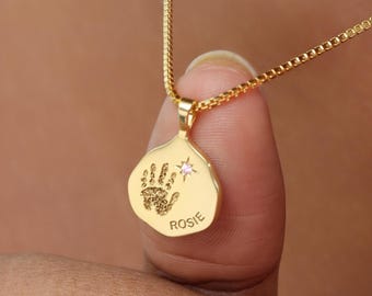 Custom Baby Handprint/Footprint Necklace By TSK Silver | Memorial Gift | Mother's - Christmas Gifts