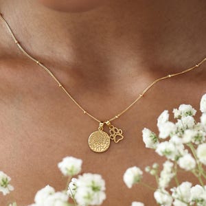 Detailed Nose Print Necklace with Dog Paw Charm | Pet Memorial Jewelry by TSK Silver