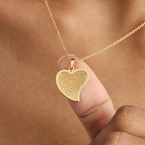Heart Charm Fingerprint Necklace TSK Silver | Actual Thumbprint Jewelry | Mother's Day - Christmas Gifts
