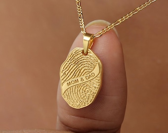 Custom Organic Oval Fingerprint Necklace | Memorial Jewelry| Personalized Keepsake | Mother Day Gift