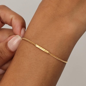 Petite Bar Bracelet With Paw Symbol | Personalized Stackable Jewelry | Gift For Friend - Christmas Gifts