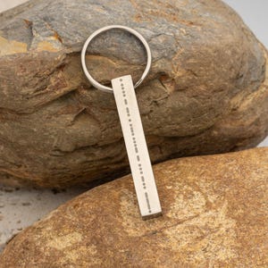 Morse Code Bar Keychain TSK Silver  | Hidden Message Keychains | Family Gift - Christmas Gifts