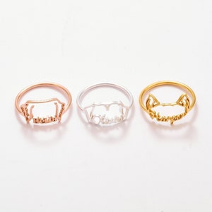 Custom Pet&#39;s name Ring with Ears by TSK Silver | Dog Name Ring | Pet Lovers Jewelry | Dog Lover Gifts