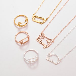 Custom Dog Name Necklace - Ears by TSK Silver - Pet Name Necklace - Personalized Dog Ears - Gift for Pet Lover - Christmas Gifts