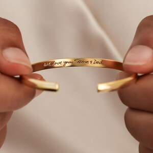 Actual Handwriting Cuff Bracelet By TSK Silver | Personalized Engraved Cuffs | Christmas Gifts