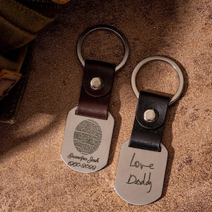 Personalized Fingerprint Dog Tag Keychain by TSK Silver | Custom Handwriting | Valentine Gifts