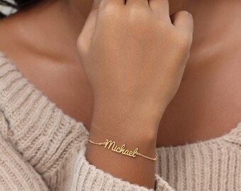 Custom Name Bracelet with & Ball Chain TSK Silver | Personalized Script Bracelets | Christmas Gifts