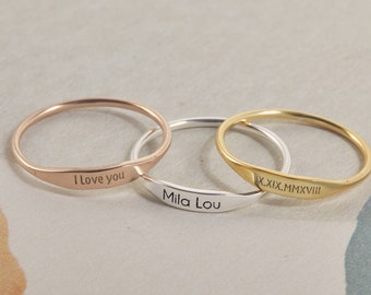 Personalized Dainty Name Ring Promise Stackable Ring Family Jewelry  Valentine Gifts