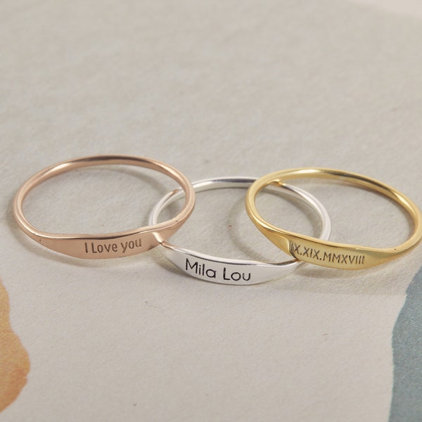 Personalized Dainty Ring | Custom Name Ring | Promise Silver Ring | Thin Stackable Ring | Stacking Ring | Family Ring |Valentine Gifts