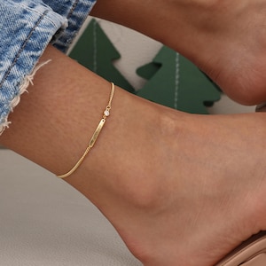 Custom Pet Name Anklet Bracelet & Birthstone by TSK Silver | Personalized Jewelry | Christmas Gifts