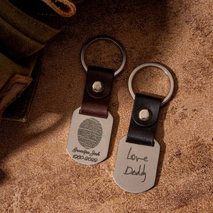 Personalized Fingerprint Dog Tag Keychain| Custom Keychain | Handwriting Keychain| Husband Gift |Personalized Gift for Dad | Valentine Gifts