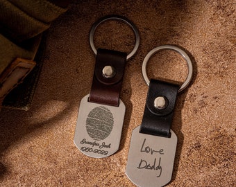 Personalized Fingerprint Dog Tag Keychain| Custom Keychain | Handwriting Keychain| Husband Gift |Personalized Gift for Dad | Valentine Gifts